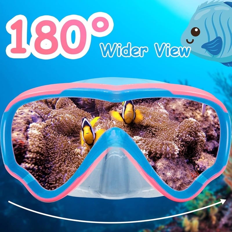 Vvinca Kids-Goggles with Nose Cover, Diving Mask Elastic Fabric Strap Anti Fog Anti Shattered Lens for Kids Swim Goggles 3-14 - Image 4